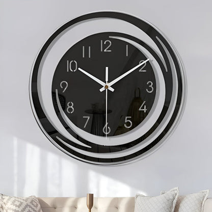Sorana Modern Black Acrylic Wall Clock – Silent Layered 3D Scandinavian Clock, Minimalist Decor for Living Room & Office