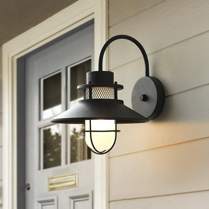 Felix Industrial Outdoor Wall Lamp – Caged IP44 Weather-Resistant Porch Light for Veranda, Patio, Balcony & Entryway