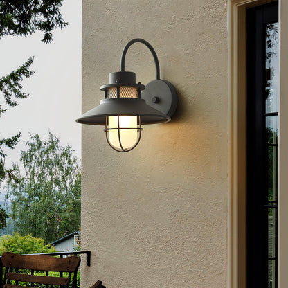 Felix Industrial Outdoor Wall Lamp – Caged IP44 Weather-Resistant Porch Light for Veranda, Patio, Balcony & Entryway