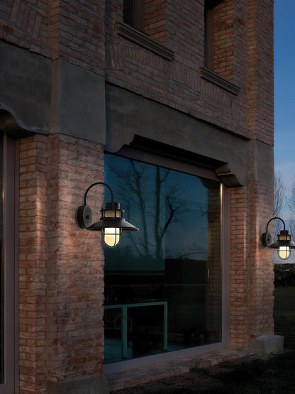 Felix Industrial Outdoor Wall Lamp – Caged IP44 Weather-Resistant Porch Light for Veranda, Patio, Balcony & Entryway