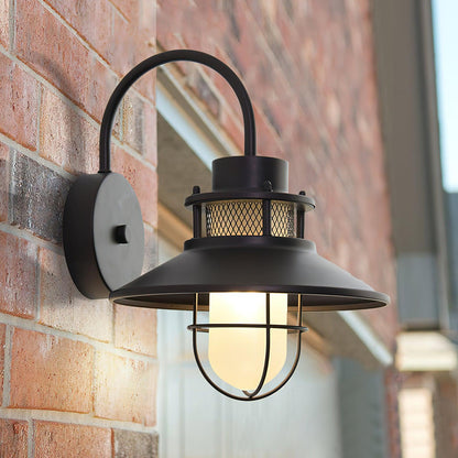 Felix Industrial Outdoor Wall Lamp – Caged IP44 Weather-Resistant Porch Light for Veranda, Patio, Balcony & Entryway