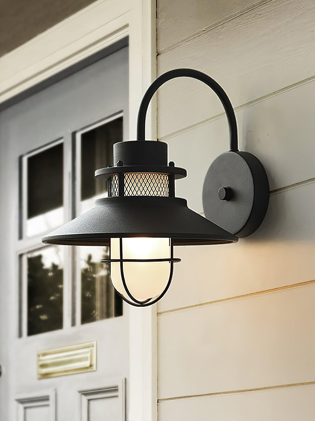 Felix Industrial Outdoor Wall Lamp – Caged IP44 Weather-Resistant Porch Light for Veranda, Patio, Balcony & Entryway
