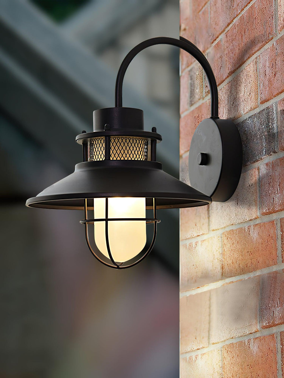 Felix Industrial Outdoor Wall Lamp – Caged IP44 Weather-Resistant Porch Light for Veranda, Patio, Balcony & Entryway