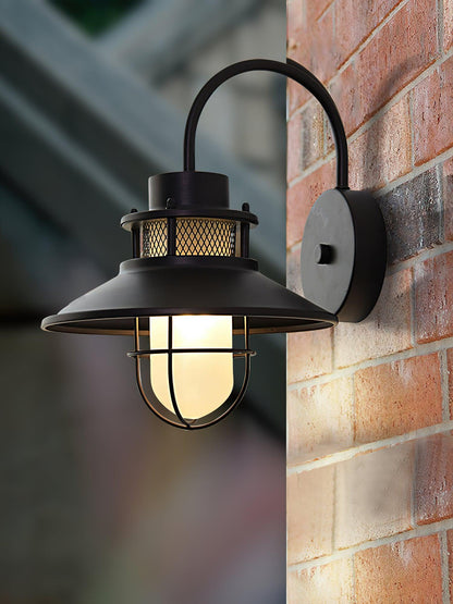 Felix Industrial Outdoor Wall Lamp – Caged IP44 Weather-Resistant Porch Light for Veranda, Patio, Balcony & Entryway