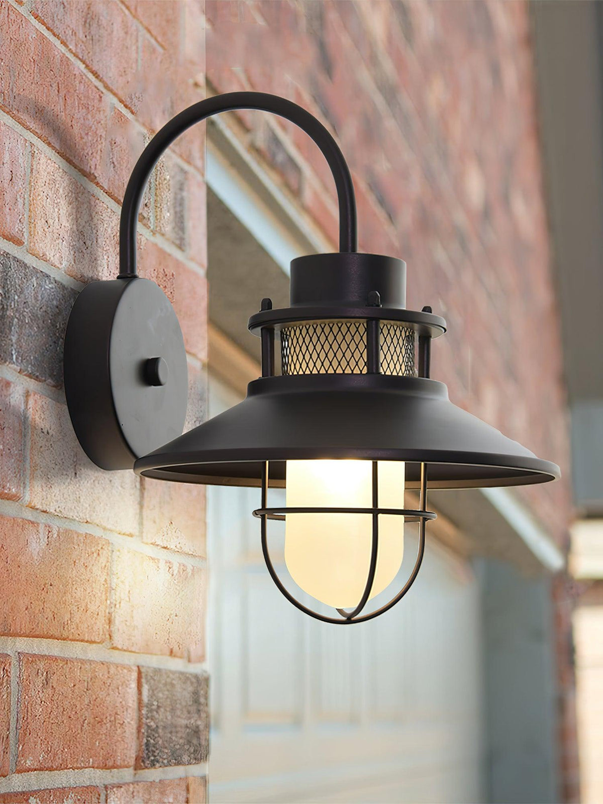 Felix Industrial Outdoor Wall Lamp – Caged IP44 Weather-Resistant Porch Light for Veranda, Patio, Balcony & Entryway