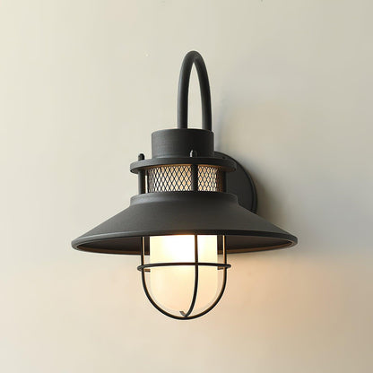 Felix Industrial Outdoor Wall Lamp – Caged IP44 Weather-Resistant Porch Light for Veranda, Patio, Balcony & Entryway