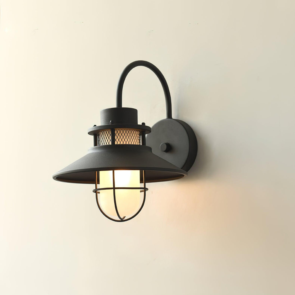 Felix Industrial Outdoor Wall Lamp – Caged IP44 Weather-Resistant Porch Light for Veranda, Patio, Balcony & Entryway