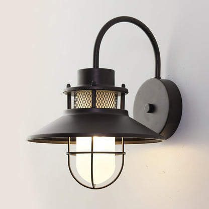 Felix Industrial Outdoor Wall Lamp – Caged IP44 Weather-Resistant Porch Light for Veranda, Patio, Balcony & Entryway