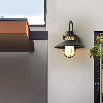 Felix Industrial Outdoor Wall Lamp – Caged IP44 Weather-Resistant Porch Light for Veranda, Patio, Balcony & Entryway
