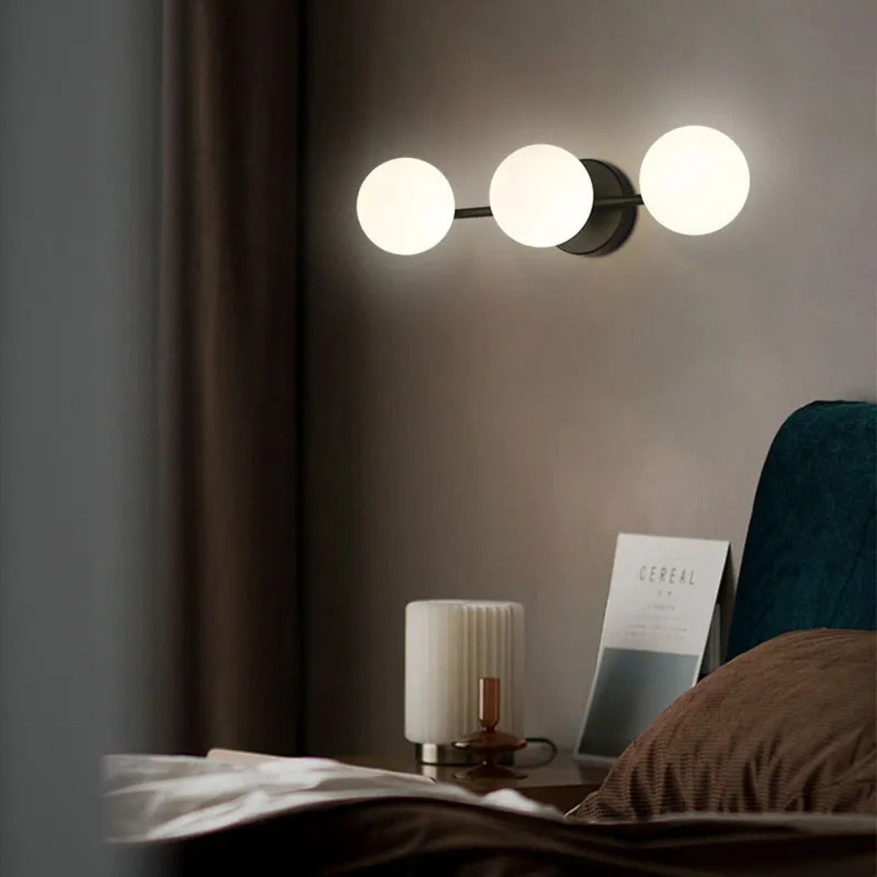 Modern Nordic Triple Globe Glass Wall Light – Frosted Glass Ball Sconce in Gold or Black, Warm or Cool White for Hallway