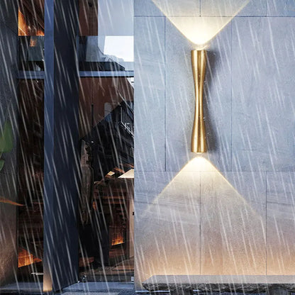 Modern Hourglass Up & Down LED Wall Light – Waterproof Aluminum Indoor Outdoor Wall Sconce in Gold, Black or White