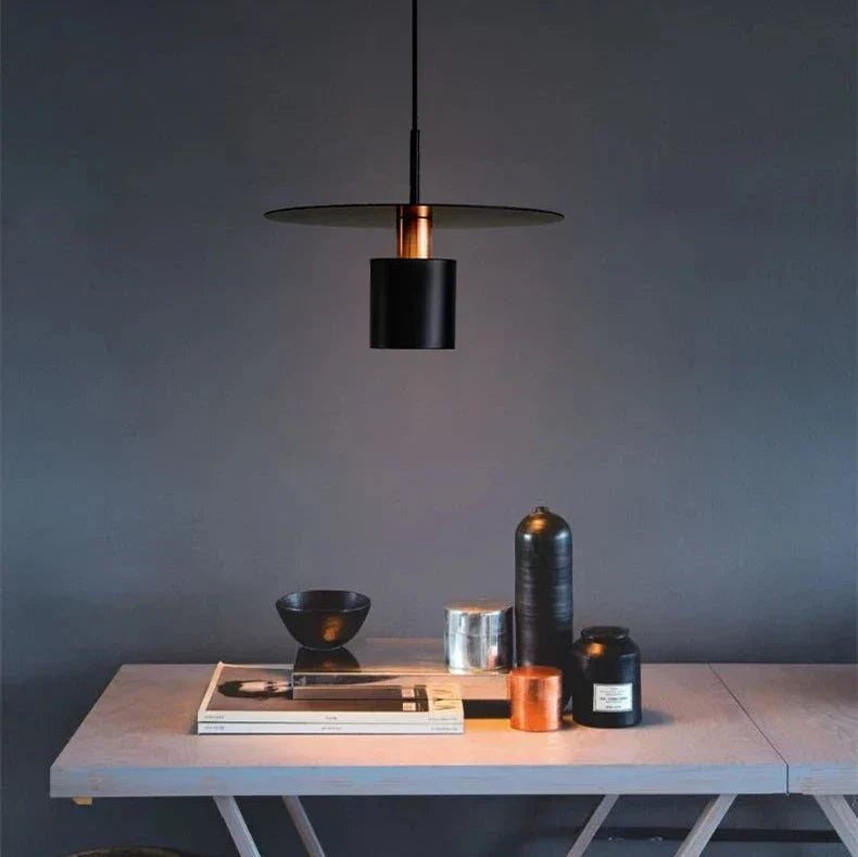 JET Modern Minimalist Pendant Light – Cylinder & Floating Disc Matte Metal Hanging Lamp for Kitchen Island, Dining & Bedroom
