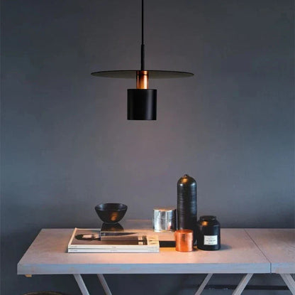 JET Modern Minimalist Pendant Light – Cylinder & Floating Disc Matte Metal Hanging Lamp for Kitchen Island, Dining & Bedroom