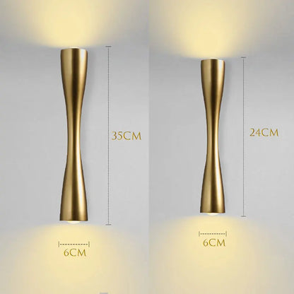 Modern Hourglass Up & Down LED Wall Light – Waterproof Aluminum Indoor Outdoor Wall Sconce in Gold, Black or White