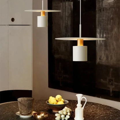 JET Modern Minimalist Pendant Light – Cylinder & Floating Disc Matte Metal Hanging Lamp for Kitchen Island, Dining & Bedroom