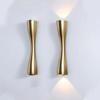 Modern Hourglass Up & Down LED Wall Light – Waterproof Aluminum Indoor Outdoor Wall Sconce in Gold, Black or White