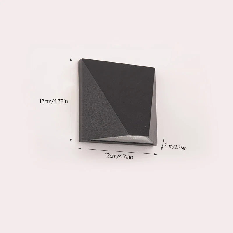 Modern Black 5W LED Outdoor Wall Light – IP65 Waterproof Aluminum Geometric Sconce, Warm or Cool White, Indoor & Outdoor