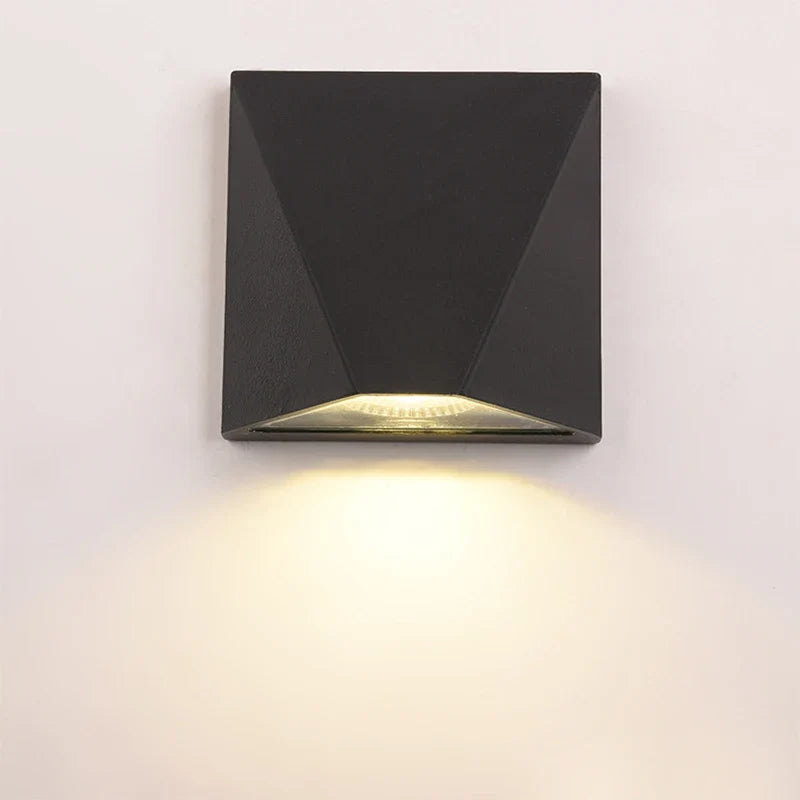 Modern Black 5W LED Outdoor Wall Light – IP65 Waterproof Aluminum Geometric Sconce, Warm or Cool White, Indoor & Outdoor