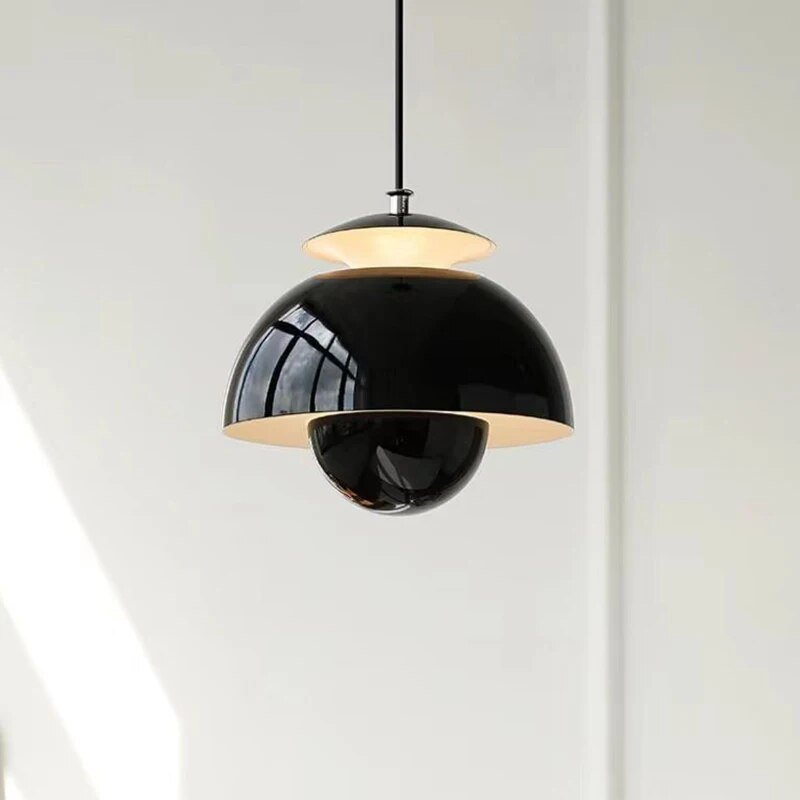 Scandinavian Flower Bud LED Pendant Light – Modern Nordic Hanging Lamp in Black, White, Green or Orange for Kitchen & Dining