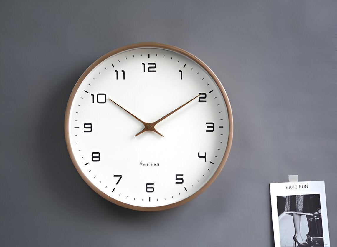 Nordic Wooden Wall Clock – Silent Non-Ticking Quartz, Minimalist Scandinavian Round Clock for Living Room