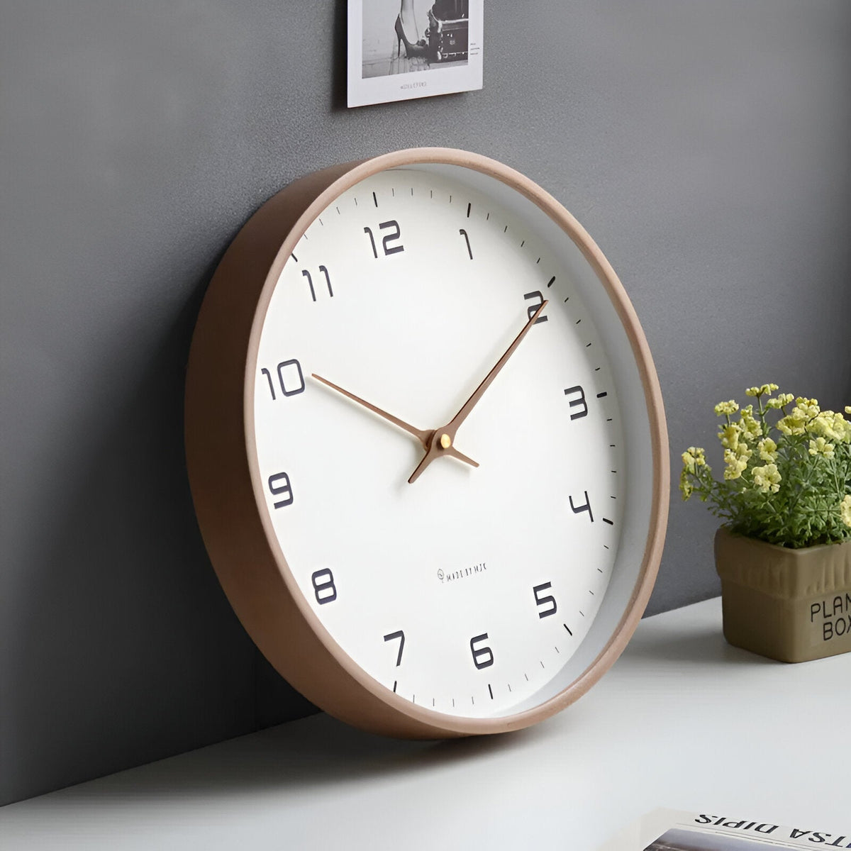 Nordic Wooden Wall Clock – Silent Non-Ticking Quartz, Minimalist Scandinavian Round Clock for Living Room