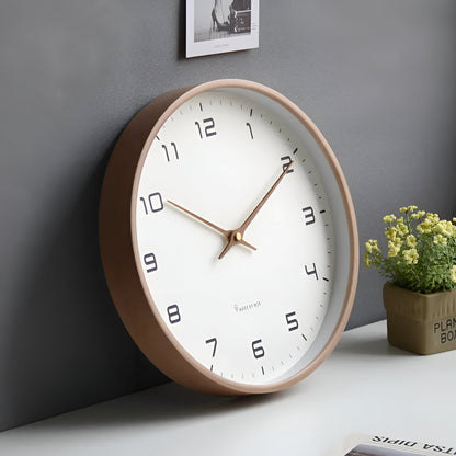 Nordic Wooden Wall Clock – Silent Non-Ticking Quartz, Minimalist Scandinavian Round Clock for Living Room