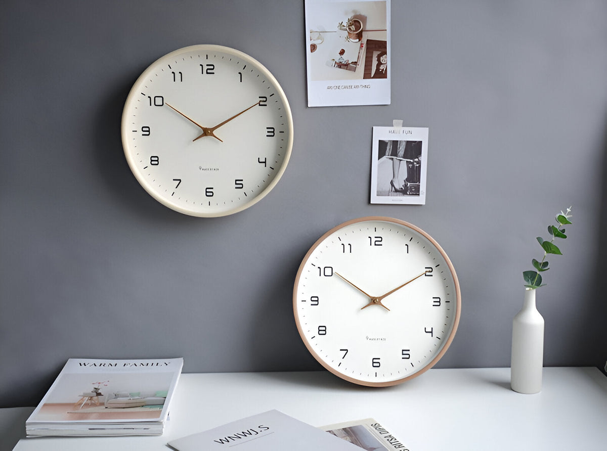 Nordic Wooden Wall Clock – Silent Non-Ticking Quartz, Minimalist Scandinavian Round Clock for Living Room