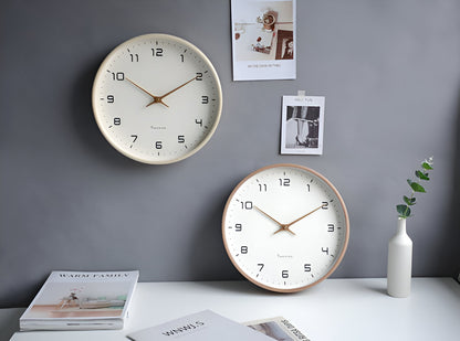 Nordic Wooden Wall Clock – Silent Non-Ticking Quartz, Minimalist Scandinavian Round Clock for Living Room