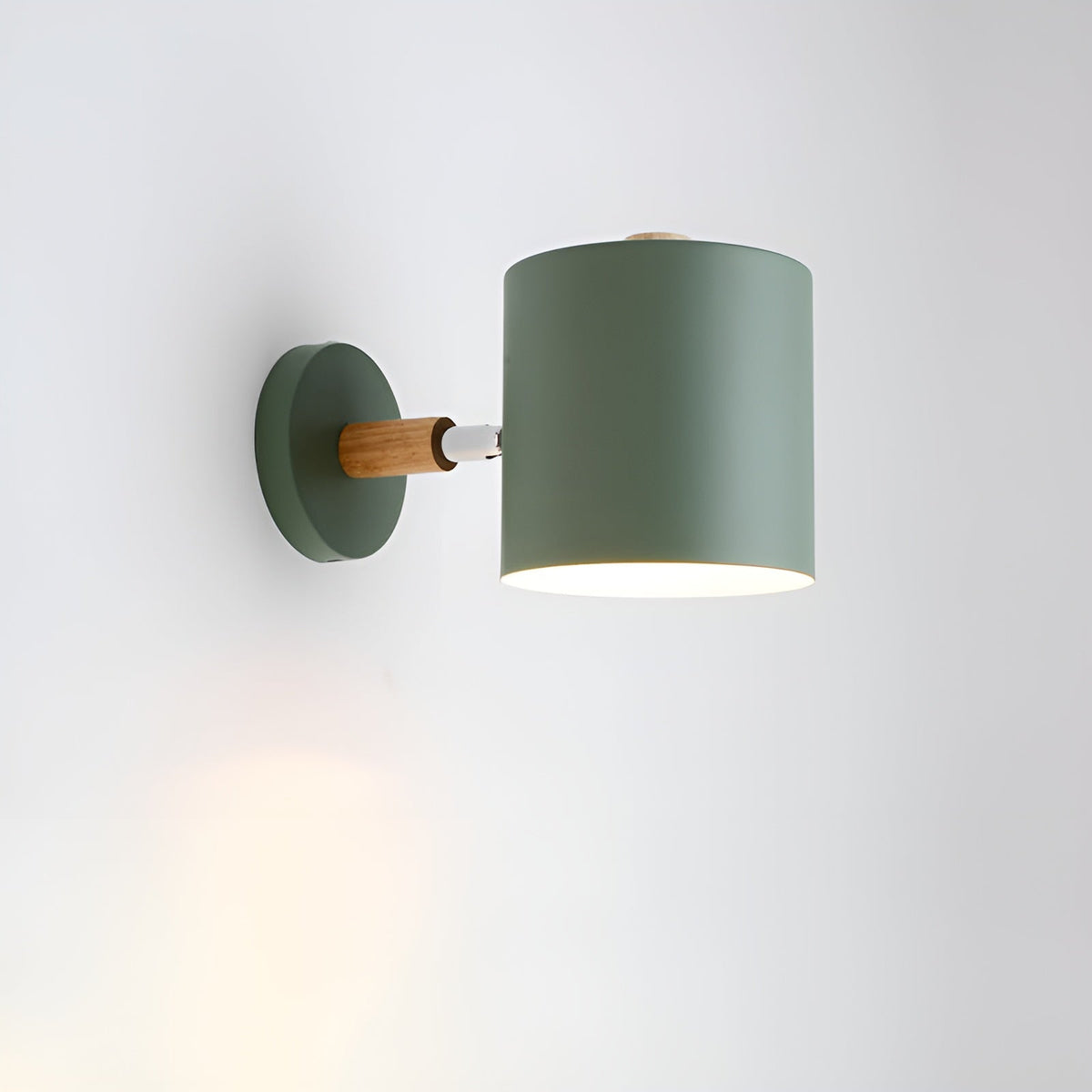 NordicGlow Adjustable Pastel Wall Lamp – Scandinavian Wood & Metal Sconce with 90° Rotating Shade for Bedroom & Kids Room