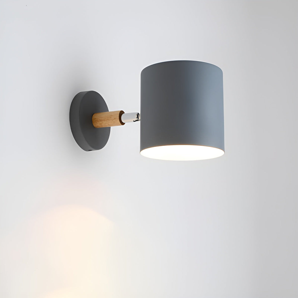 NordicGlow Adjustable Pastel Wall Lamp – Scandinavian Wood & Metal Sconce with 90° Rotating Shade for Bedroom & Kids Room