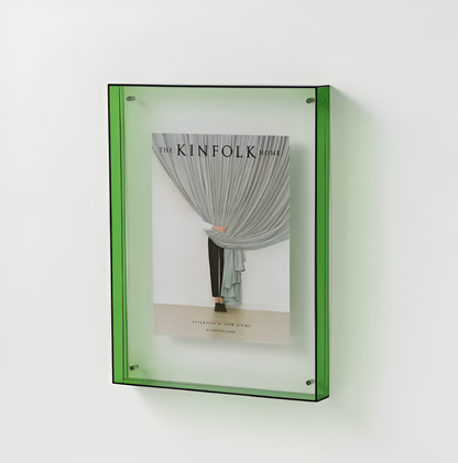 Seravina Floating Acrylic Photo Frame – Modern Frameless Clear Picture Display Stand, 4 Sizes & 9 Colors for Desk & Shelf