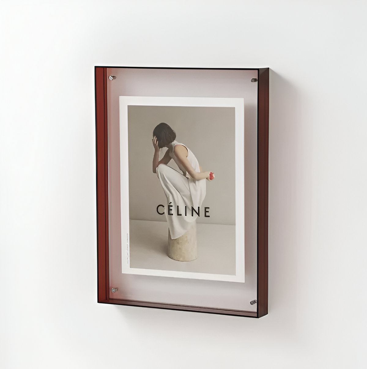 Seravina Floating Acrylic Photo Frame – Modern Frameless Clear Picture Display Stand, 4 Sizes & 9 Colors for Desk & Shelf