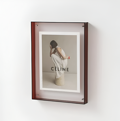 Seravina Floating Acrylic Photo Frame – Modern Frameless Clear Picture Display Stand, 4 Sizes & 9 Colors for Desk & Shelf
