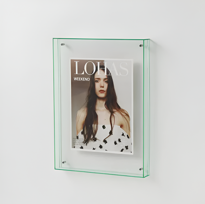 Seravina Floating Acrylic Photo Frame – Modern Frameless Clear Picture Display Stand, 4 Sizes & 9 Colors for Desk & Shelf