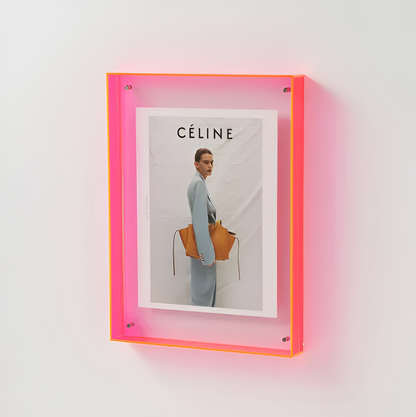 Seravina Floating Acrylic Photo Frame – Modern Frameless Clear Picture Display Stand, 4 Sizes & 9 Colors for Desk & Shelf