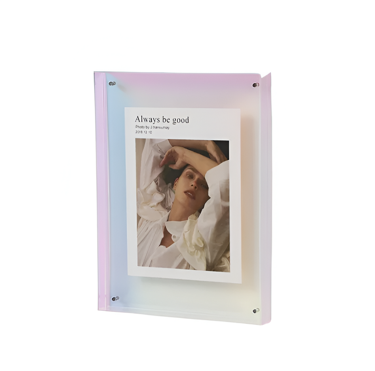 Seravina Floating Acrylic Photo Frame – Modern Frameless Clear Picture Display Stand, 4 Sizes & 9 Colors for Desk & Shelf