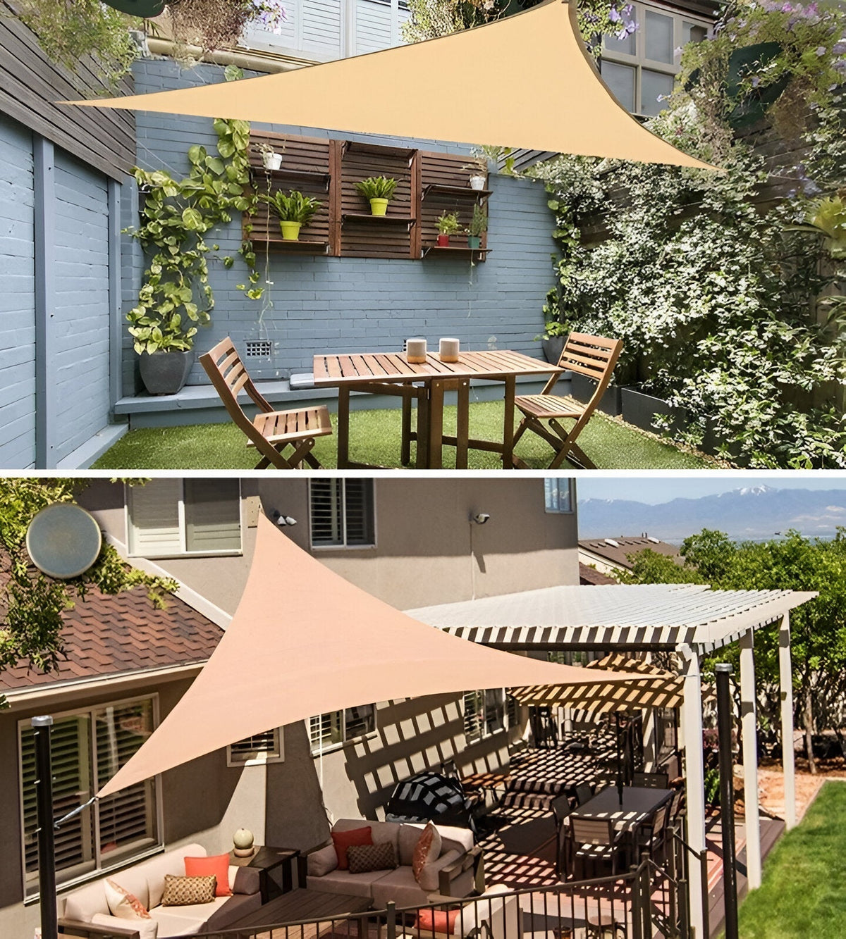 TriBlocker Waterproof UV-Resistant Triangle Shade Sail – UPF Polyester Sun Shade Canopy for Patio, Backyard & Pool, 3 Sizes