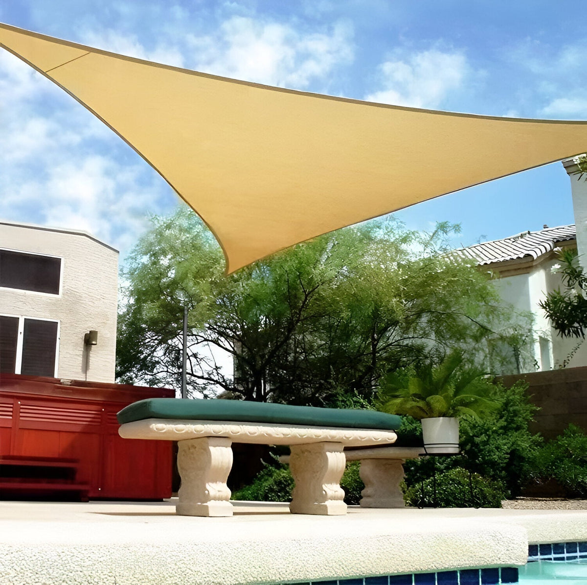 TriBlocker Waterproof UV-Resistant Triangle Shade Sail – UPF Polyester Sun Shade Canopy for Patio, Backyard & Pool, 3 Sizes