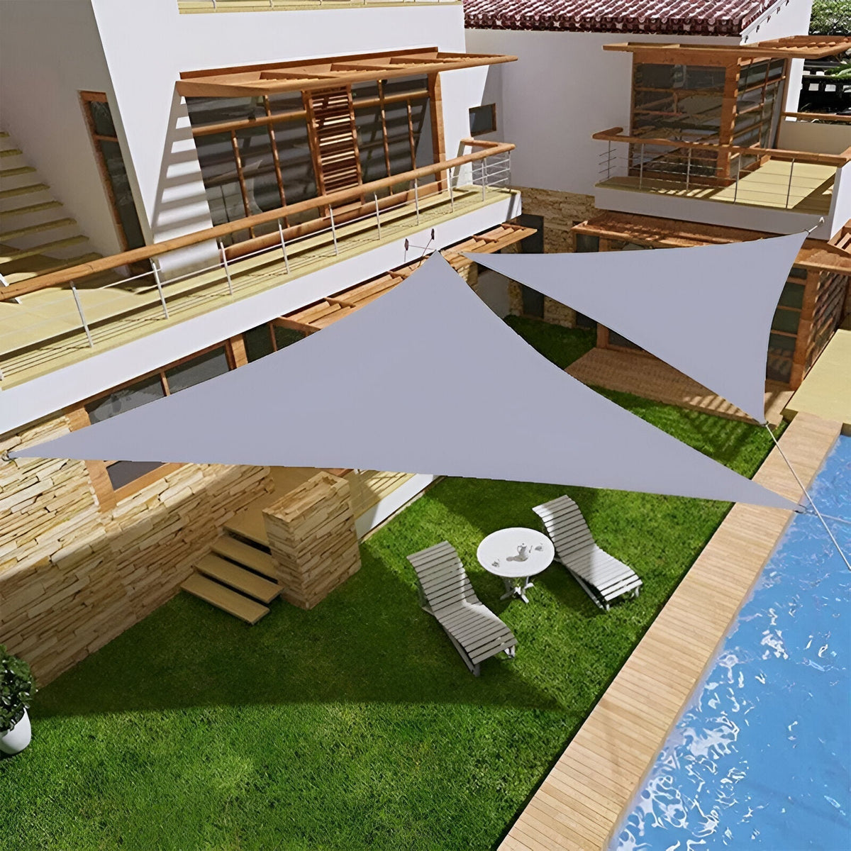 TriBlocker Waterproof UV-Resistant Triangle Shade Sail – UPF Polyester Sun Shade Canopy for Patio, Backyard & Pool, 3 Sizes