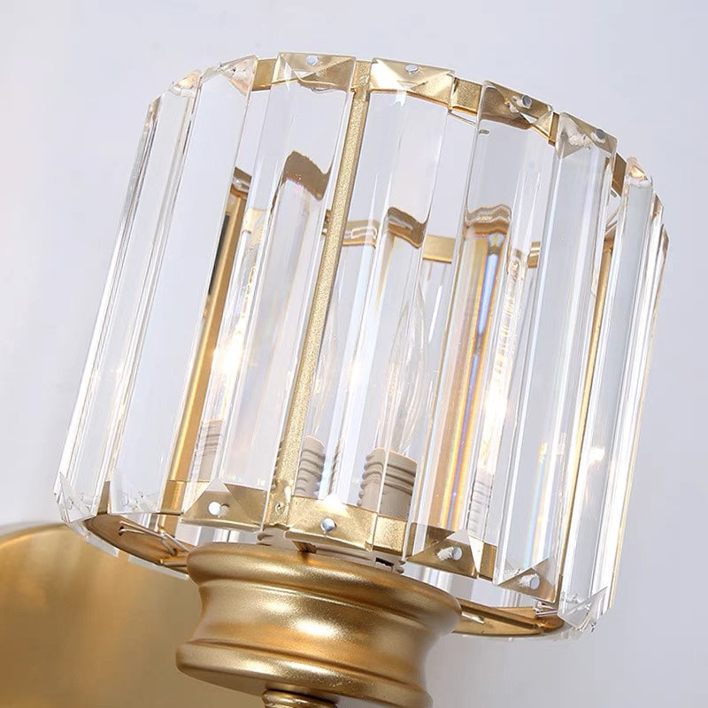 Modern Crystal Glass & Iron Wall Sconce – Round or Square Luxury Wall Light in Black or Gold, 15 x 24 cm, Bedroom & Hallway