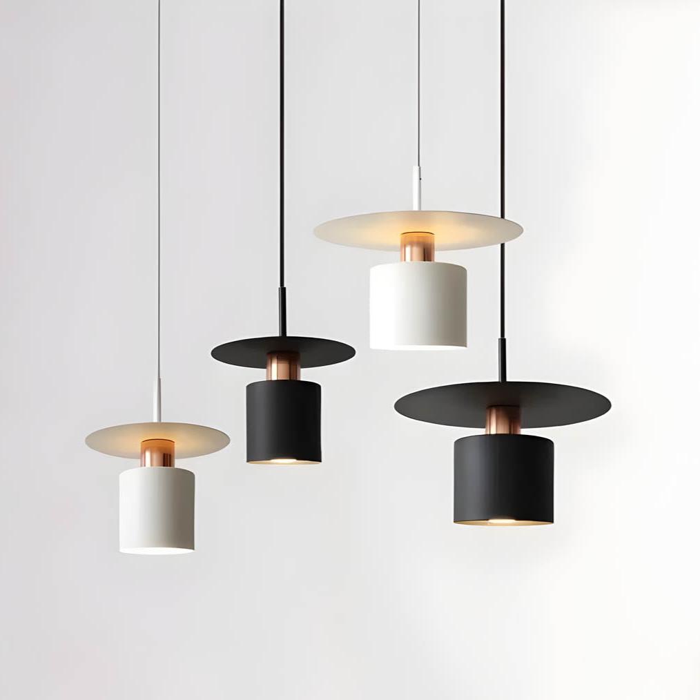 JET Modern Minimalist Pendant Light – Cylinder & Floating Disc Matte Metal Hanging Lamp for Kitchen Island, Dining & Bedroom