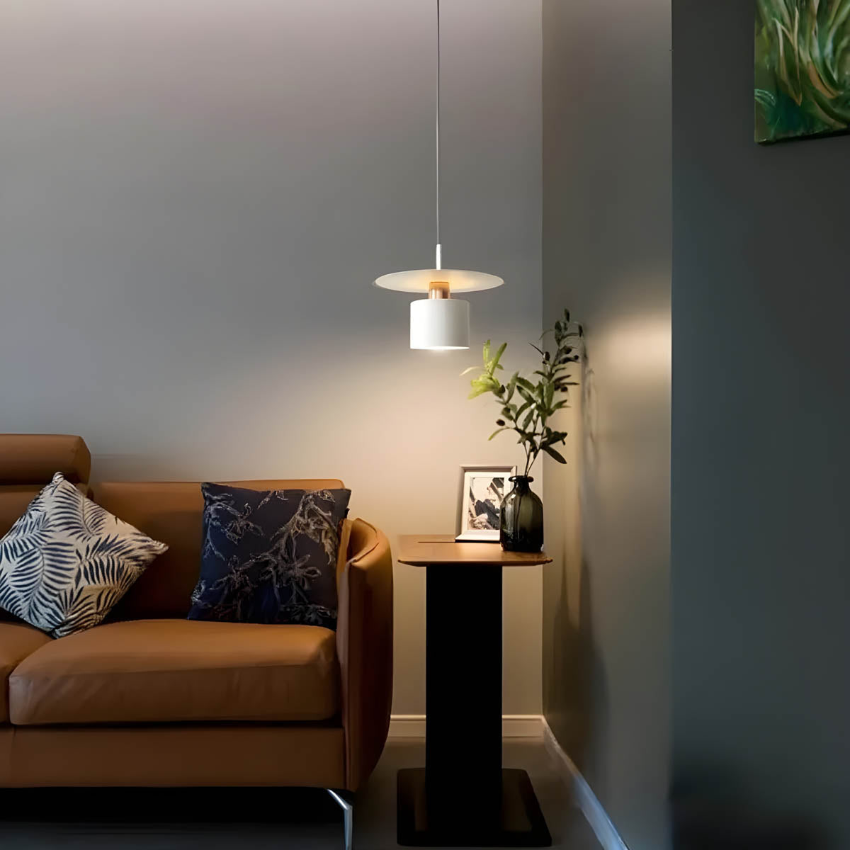 JET Modern Minimalist Pendant Light – Cylinder & Floating Disc Matte Metal Hanging Lamp for Kitchen Island, Dining & Bedroom