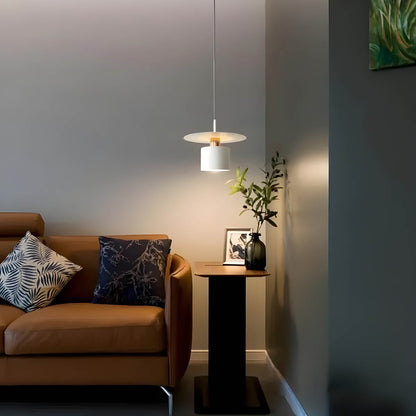 JET Modern Minimalist Pendant Light – Cylinder & Floating Disc Matte Metal Hanging Lamp for Kitchen Island, Dining & Bedroom