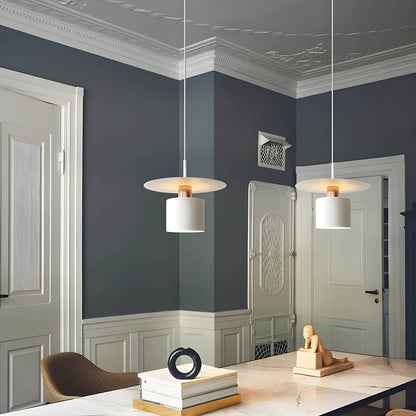 JET Modern Minimalist Pendant Light – Cylinder & Floating Disc Matte Metal Hanging Lamp for Kitchen Island, Dining & Bedroom