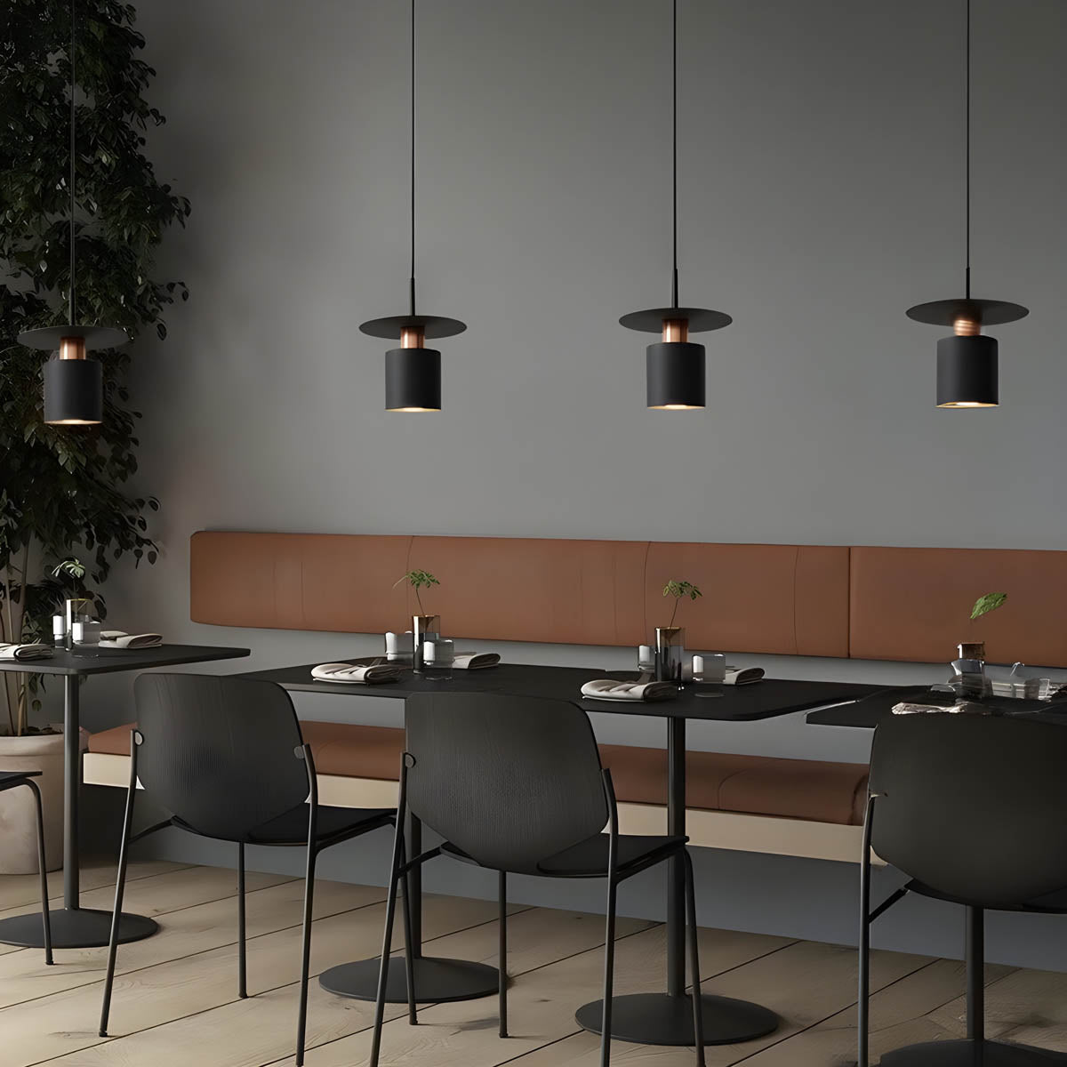 JET Modern Minimalist Pendant Light – Cylinder & Floating Disc Matte Metal Hanging Lamp for Kitchen Island, Dining & Bedroom