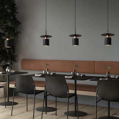 JET Modern Minimalist Pendant Light – Cylinder & Floating Disc Matte Metal Hanging Lamp for Kitchen Island, Dining & Bedroom
