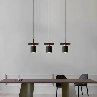 JET Modern Minimalist Pendant Light – Cylinder & Floating Disc Matte Metal Hanging Lamp for Kitchen Island, Dining & Bedroom