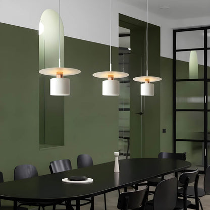 JET Modern Minimalist Pendant Light – Cylinder & Floating Disc Matte Metal Hanging Lamp for Kitchen Island, Dining & Bedroom