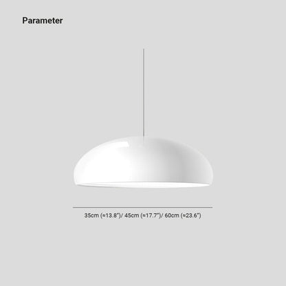 Lira Art Deco Metal Dome Pendant Light – Dimmable Modern Hanging Lamp in Orange, Black, White or Wine Red, 35 or 45 cm