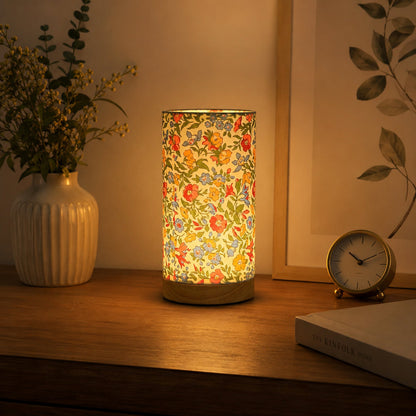 Modern Wooden USB Table Lamp – Natural Wood Base with Linen Fabric Shade, Cozy LED Bedside Lamp for Bedroom & Desk